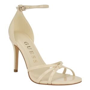 GUESS Women's Spring Strappy Knot Stiletto Sandals Ivory Patent Size 7 1/2